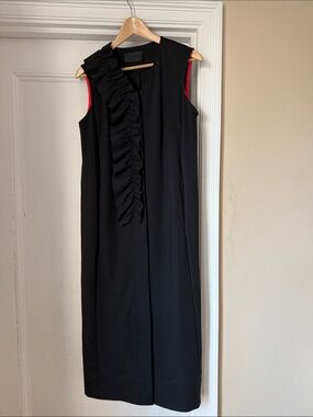 Sleeveless Black Maxi Dress with Front Ruffle